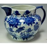 A large modern Staffordshire style blue and white washjug