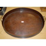 A George III mahogany oval twin handled gallery tray Condition Report / Extra Information 36cm split