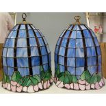 A pair of large Tiffany style leaded ceiling light shades Condition Report / Extra Information One