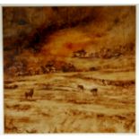 20th century school - Horses within a landscape, oil on card, monogrammed,