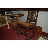 A mixed lot to include; early 20th century carved oak and barleytwist dining chair,