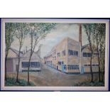 Mid-20th century Continental school - Industrial scene, oil on canvas,