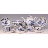 A collection of first period Worcester tea and coffee wares, comprising; bullet shaped teapot and