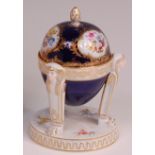 A circa 1900 Meissen Dresden porcelain inkwell and cover, decorated in bright enamels with floral