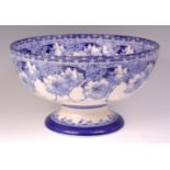 A Royal Doulton pedestal punch bowl, of good size, blue and white printed in the Briar Rose pattern,