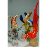 A collection of Murano and other glassware to include;