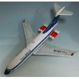 A modern Japanese tinplate model of a Super VC10 aeroplane