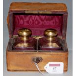 A 19th century leather clad vanity case,