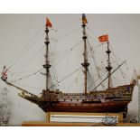 Cased model of 'The Sovereign of the Seas' with full standing and running rigging,