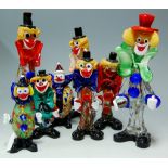 Eight Murano glass clown figures Condition Report / Extra Information One clown with large scratch