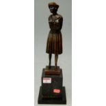 After Demetre Chiparus (1886-1947) - Bronze figure of a 1920s lady with her hands behind her back,