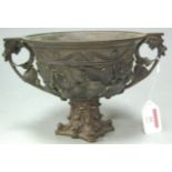 A late 19th century bronze Warwick style twin handled vase,