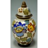 A Dutch Gouda pottery jar and cover,
