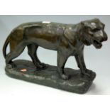 An early 20th century painted composition model of a tiger