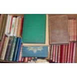 Single box of assorted leather bound and other volumes to include Rudyard Kipling