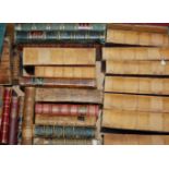 A box of assorted 19th century and later leather bound volumes to include;