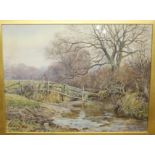 E Danny - A country stream, watercolour, signed and dated lower left 1880,
