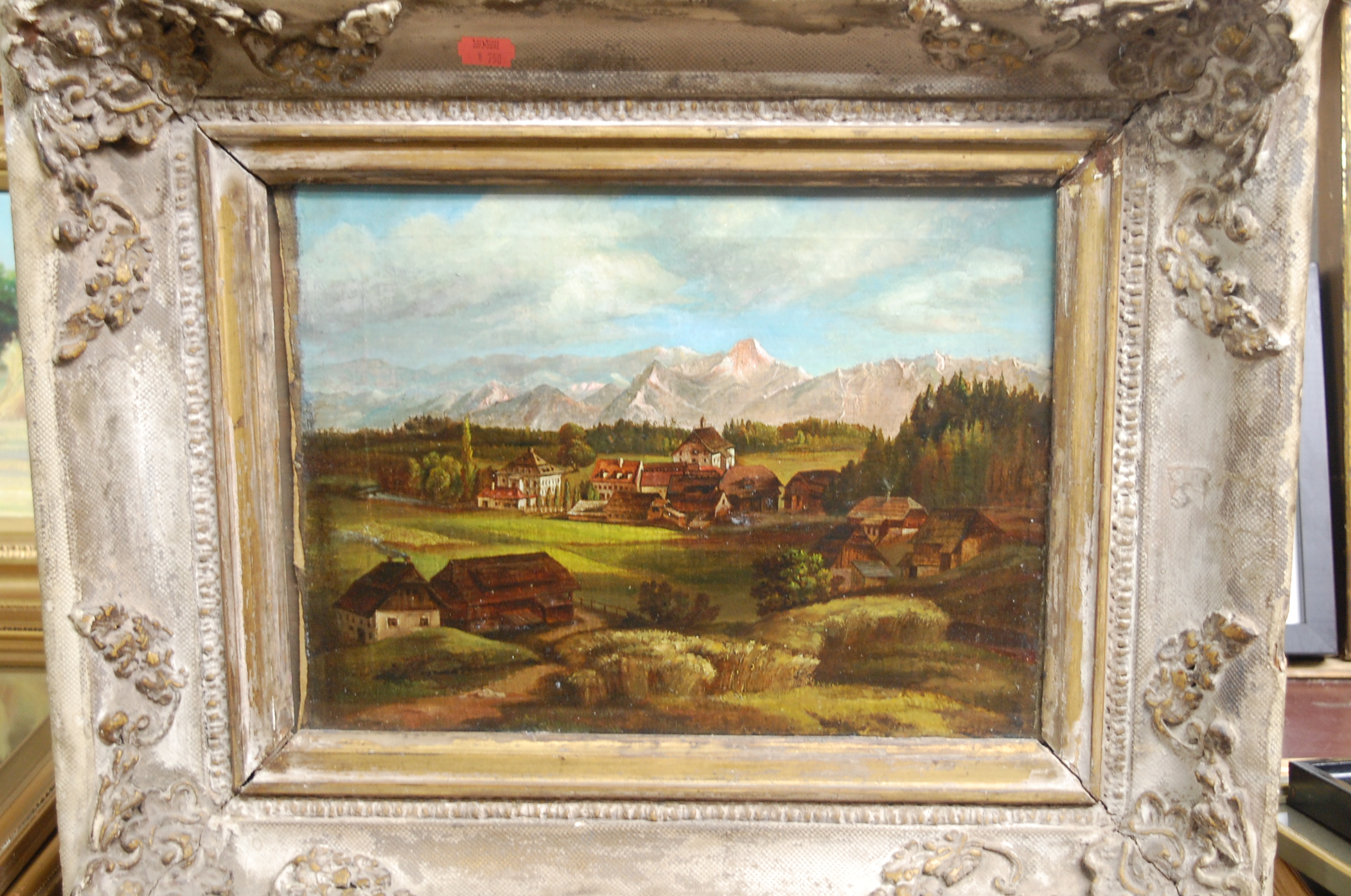 Yakob Canciani after Caneletto - Extensive landscape, oil, 26 x 36cm; and two others,