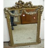 A 19th century giltwood and gesso framed overmantel mirror,