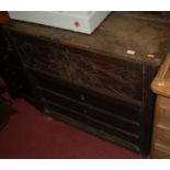 An antique joined oak hinge top chest,