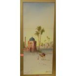 H A Lintor - Pair; Arabian ruins and Egyptian columns, watercolours with body colour,