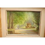 Norma Hall - A red squirrel, pastel; Tom Yarwood - Figures on a country path,