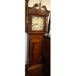 An early 19th century oak and mahogany crossbanded long case clock,