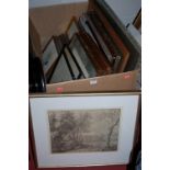 Box of assorted pictures and prints to include botanical examples Provenance - ex Rushbrooke Hall,