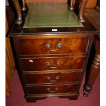 A reproduction mahogany and gilt tooled green leather inset two drawer office filing chest