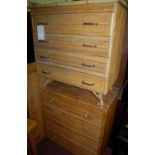 A bamboo clad squarefront chest of four long drawers;