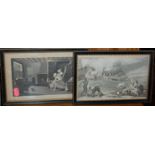 A pair of Victorian silhouettes each depicting a maiden undertaking chores, 10.5x8.