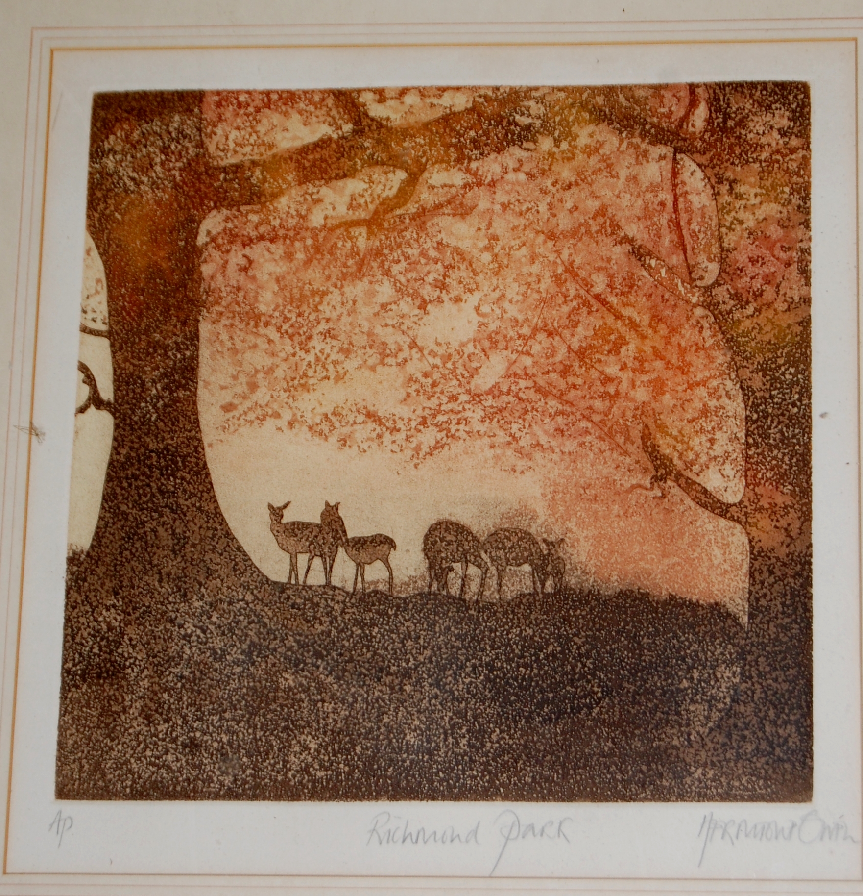 Hermione St John - Richmond Park, artists proof lithograph,