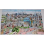 A modern panorama of London, lithograph, indistinctly signed lower right, numbered 334/2008,