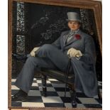 Edith Todd - portrait of a seated gentleman wearing a top hat, oil on canvas, signed lower right