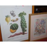 A set of three reproduction prints of vegetables,