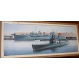 Gary Winter - American Submarine and Warship, oil on canvas, signed lower right,