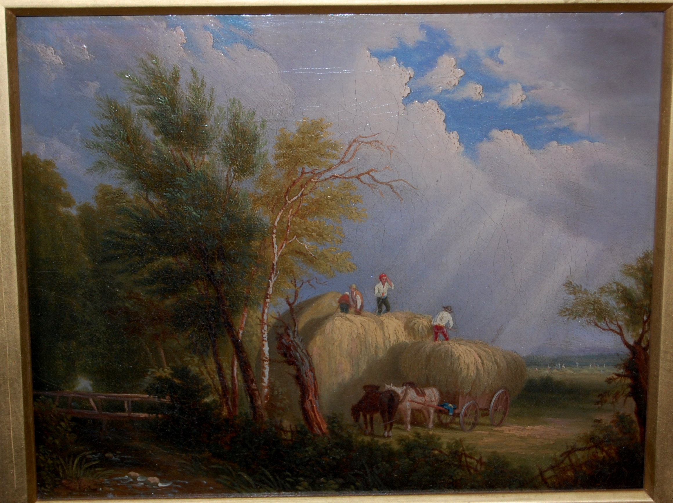 19th century English school - The Haycart, oil on canvas (relined) 19.5x24.