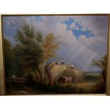 19th century English school - The Haycart, oil on canvas (relined) 19.5x24.