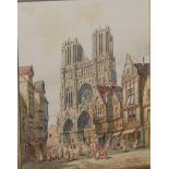 H Schafer - Reims and Antwerp, pair watercolours, each signed,