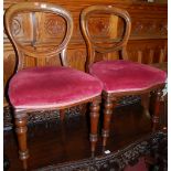 A pair of Victorian mahogany balloon back dining chairs