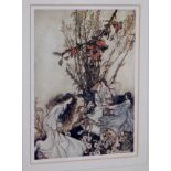 Three reproduction framed Arthur Rackham prints,