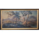 After Castiglione - Italienate landscapes, pair, oil on canvas (only one framed),