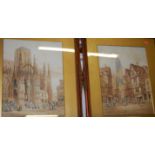 H Schafer - Frankfurt and Louviers, Normandy, pair watercolours, each signed and titled lower left,