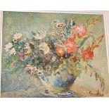 George Hann - still life with flowers in a vase, oil on artist board, signed lower right,