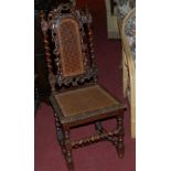 A 19th century barleytwist oak and split cane inset single chair;