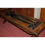 An oak rectangular long occasional table,