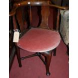 A George III walnut splatback corner chair