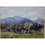 Early 20th century school - mountain landscape watercolour, indistinctly signed lower left,