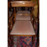 A set of four reproduction mahogany barback elbow chairs;