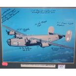 Three framed aircraft prints to include a consolidated B24A4/LB30 Liberator